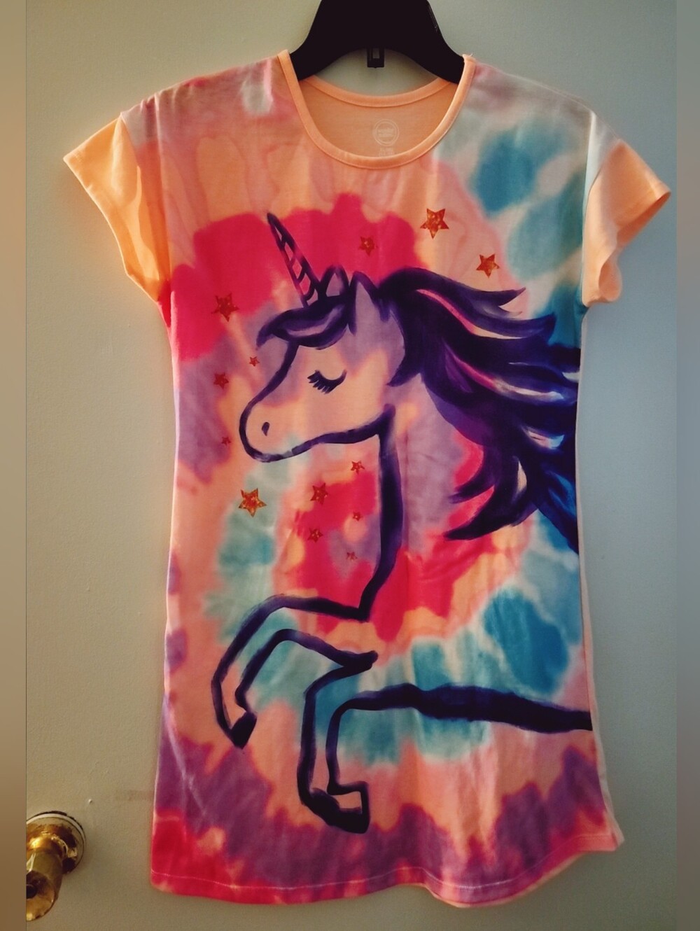 Girls' Tie-Dye Unicorn Tee Dress - Pink, Purple & Blue